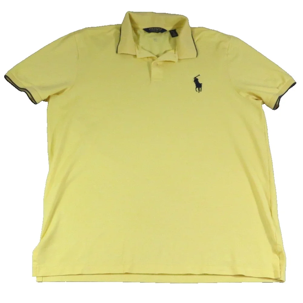 Polo Golf Ralph Lauren Pro Fit XL Yellow Big Pony Wicking Polo Shirt Men Peru SS